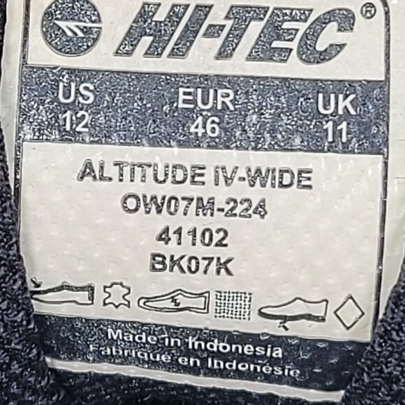 Hi-Tec Altitude IV Men's Waterproof Black Leather Boots US Size 12 - Picture 8 of 8